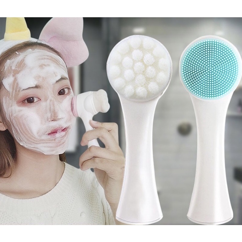 Cuci muka kuas MINISO DOUBLE HEADED FACIAL CLEANSING BRUSH