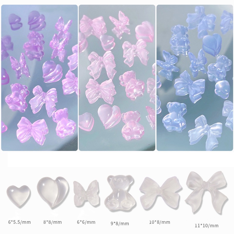 100pcs /Kotak Ornamen Warna Jeli 3D Transparan Untuk Dekorasi Nail Art