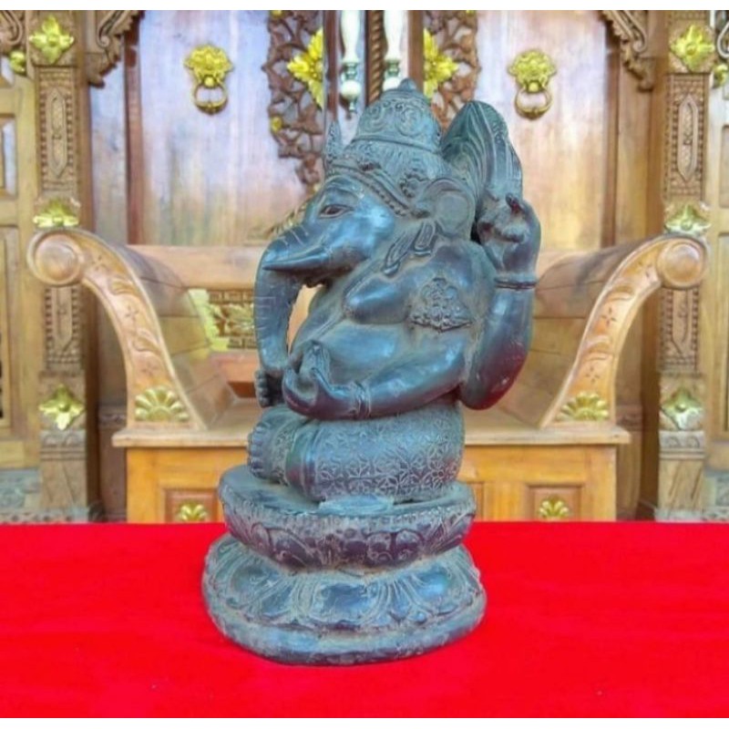 Patung Perunggu Ganesa Ganesha Hitam Besar Antik
