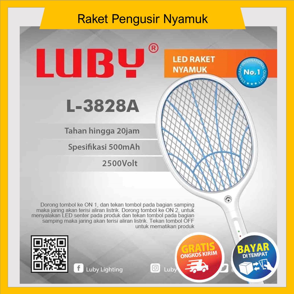 Raket Pengusir Nyamuk Setrum Listrik Luby L3828A