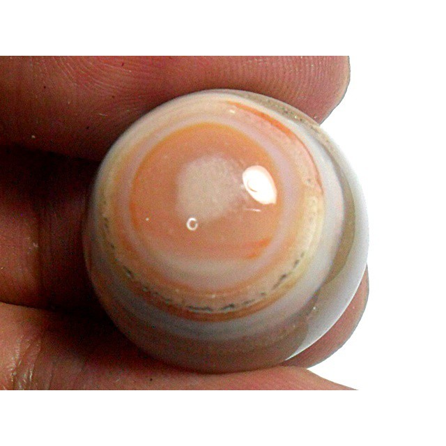 AG198 Round Cabochon 29ct Orange White Gray 'GREEK EVIL EYE' Picture Agate