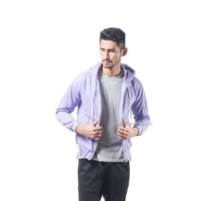 HOODIE ZIPPER UNGU MUDA SIZE M-XXXL