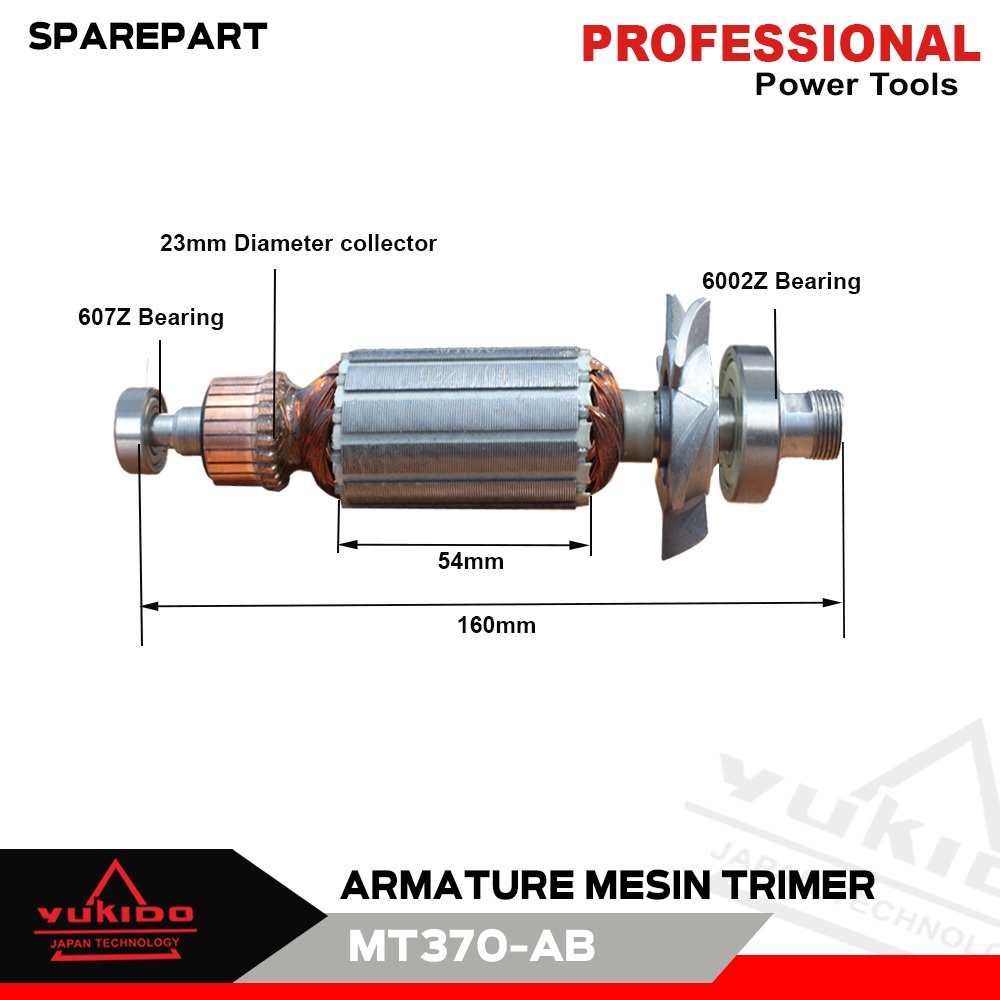 YUKIDO ARMATURE ELECTRIC TRIMMER PROFIL MT370 Armature angker mesin profil MT370 for trimmer maktec mt 370 mt-370