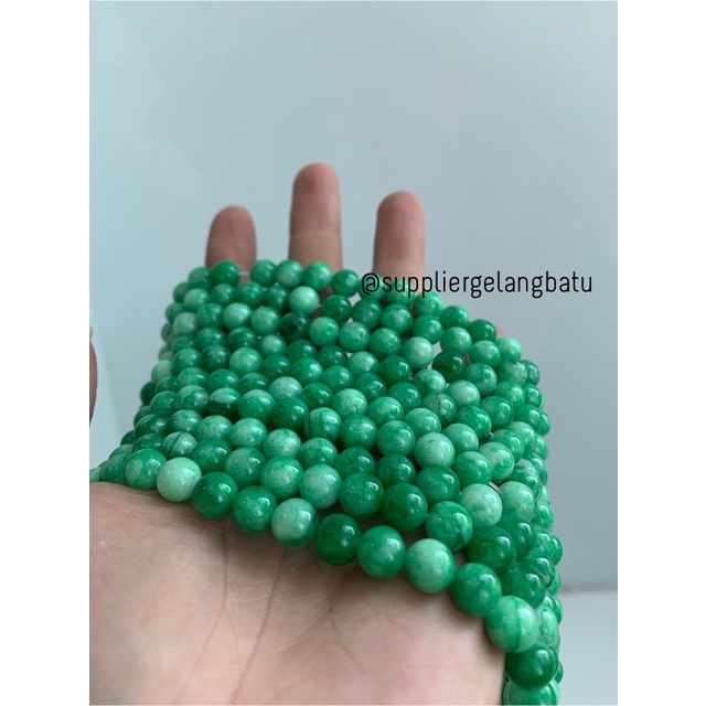 bahan batu giok taiwan 8mm renceng kalung gelang akik imperial hijau bahan kalung gelang anting strap mask kerajinan tangan craft citayam fashion week etink vintage elegan bali manik crystal