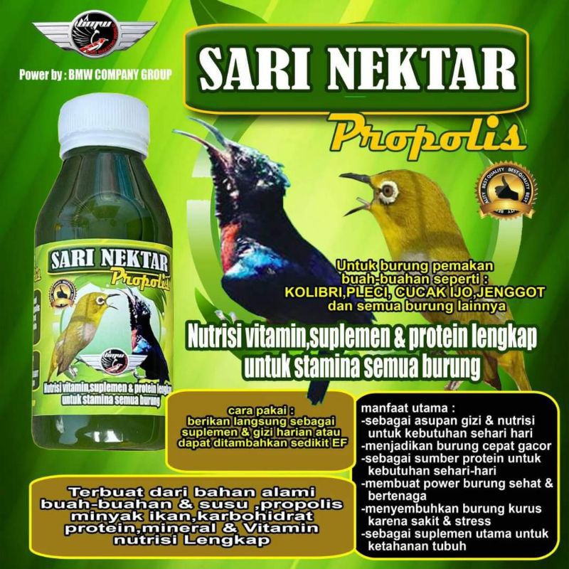 

Sari nektar propolis nextar nekstar konin kolibri pleci sogon cucak ijo wulung kelapa muncang