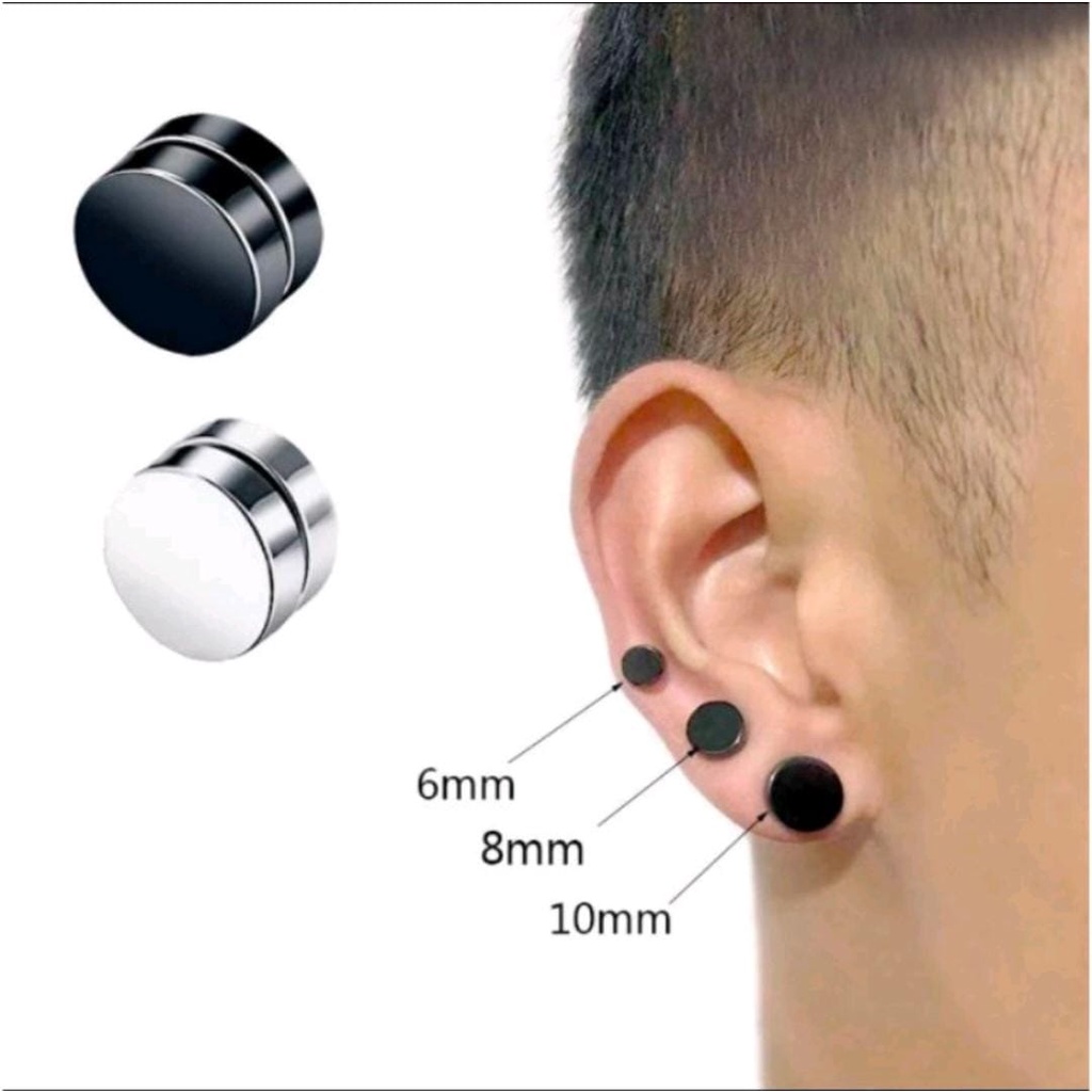 ANTING MAGNET HITAM PRIA TANPA TINDIK (HARGA 1 BIJI ANTING) DUNIA GELANG