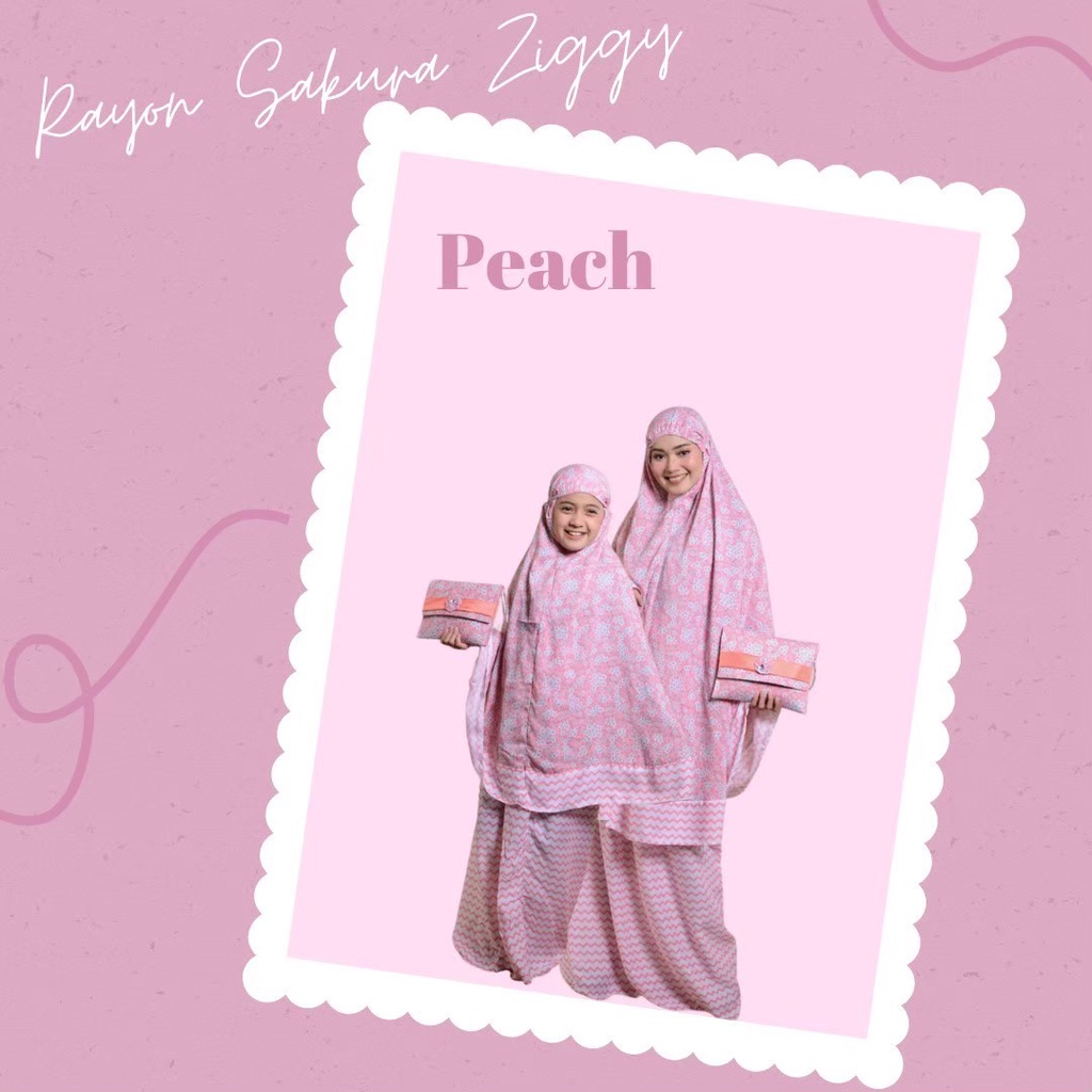NEW COLLECTION  Mukena Couple Rayon Sakura Ziggy  - Mukena Ibu Dan Anak Kisaran 2 - 11 Tahun