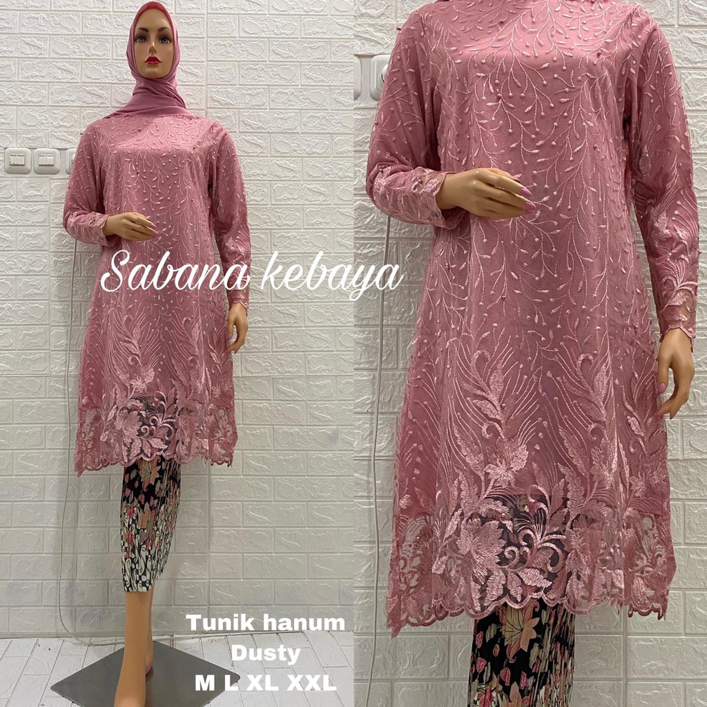 REAL PICT SET TUNIK TULLE MUTIARA BORDIR / SET TUNIK TULLE MUTIARA BORDIR