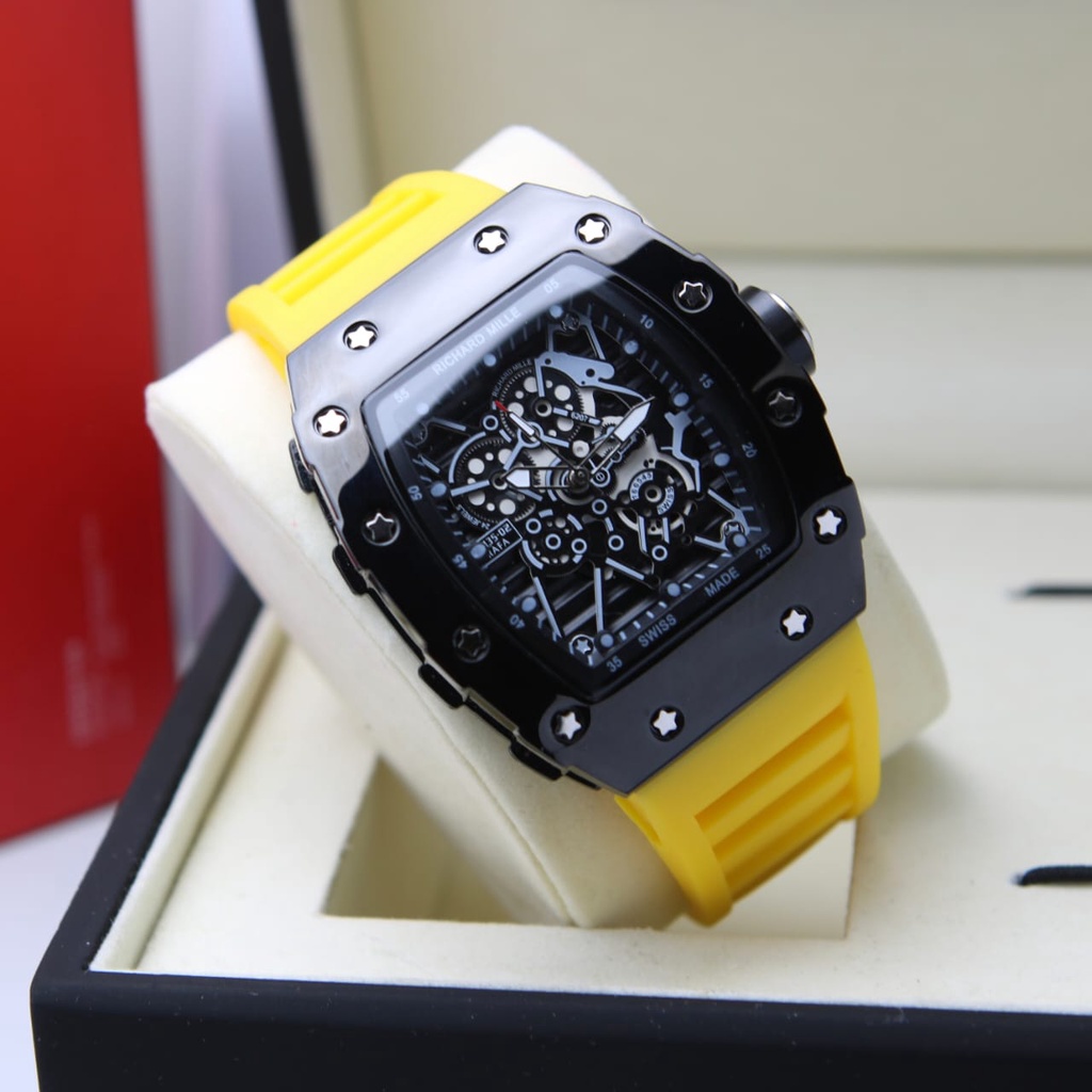 JAM TANGAN COWOK KEREN RM CHRONO OFF STRAP RUBBER
