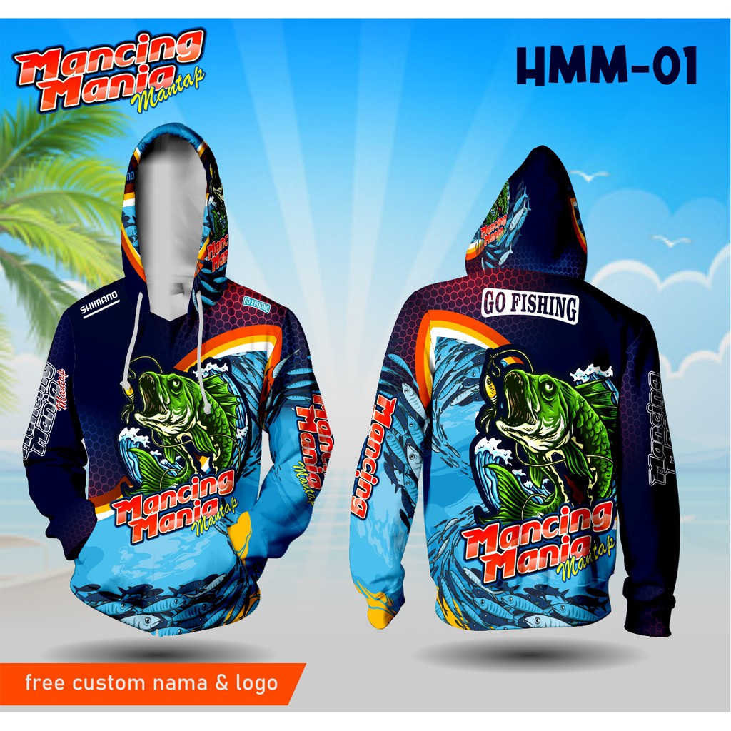 baju mancing mania kaos hoodie fishing lengan panjang