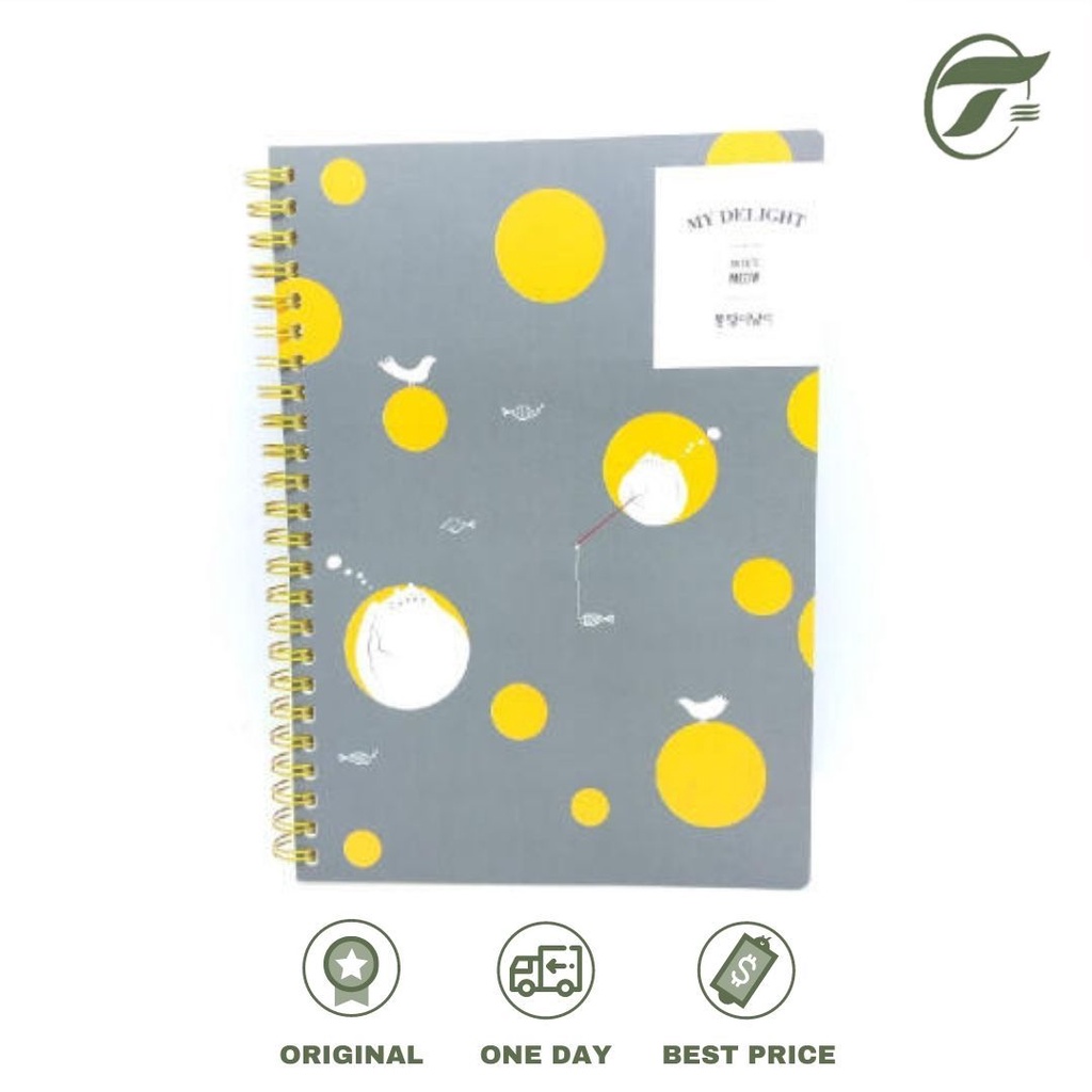 

NOTE BOOK SPIRAL A5 3000 D136A5 DESIGN SPIRAL 80 S YELLOW CIRCLE MY DELIGHT SO CUTE MEOW OXFORD 15X21