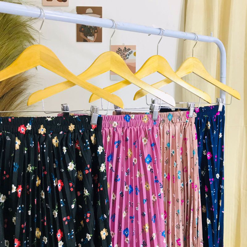 ROK PLISKET BUNGA TULIP / ROK PLISKET PREMIUN / ROK TERBARU!!