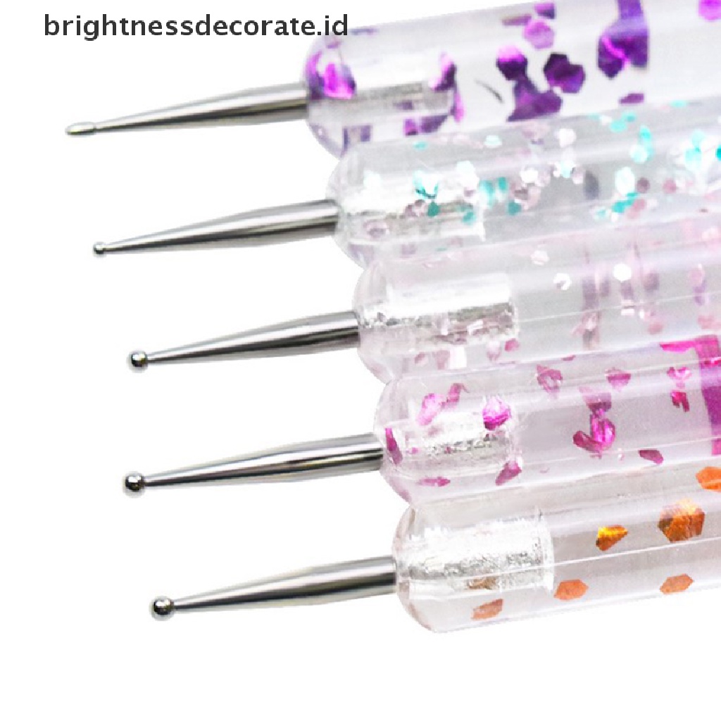 [birth] 5Pcs 2 Way Nail Art Dotting Painting Pen Manicure Nail Glitter Tools Dotting Pen [ID]