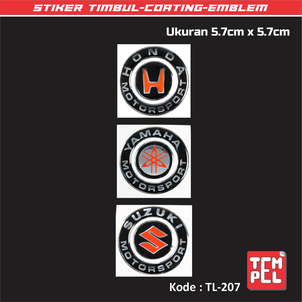 Stiker Timbul/Coating/Emblem/Embos/3D Logo Honda/Yamaha/Suzuki MS Bulat
