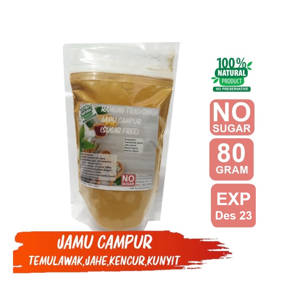 Jual Jamu Campur Temulawak Jahe Kencur Kunyit Tanpa Gula 80 Gram