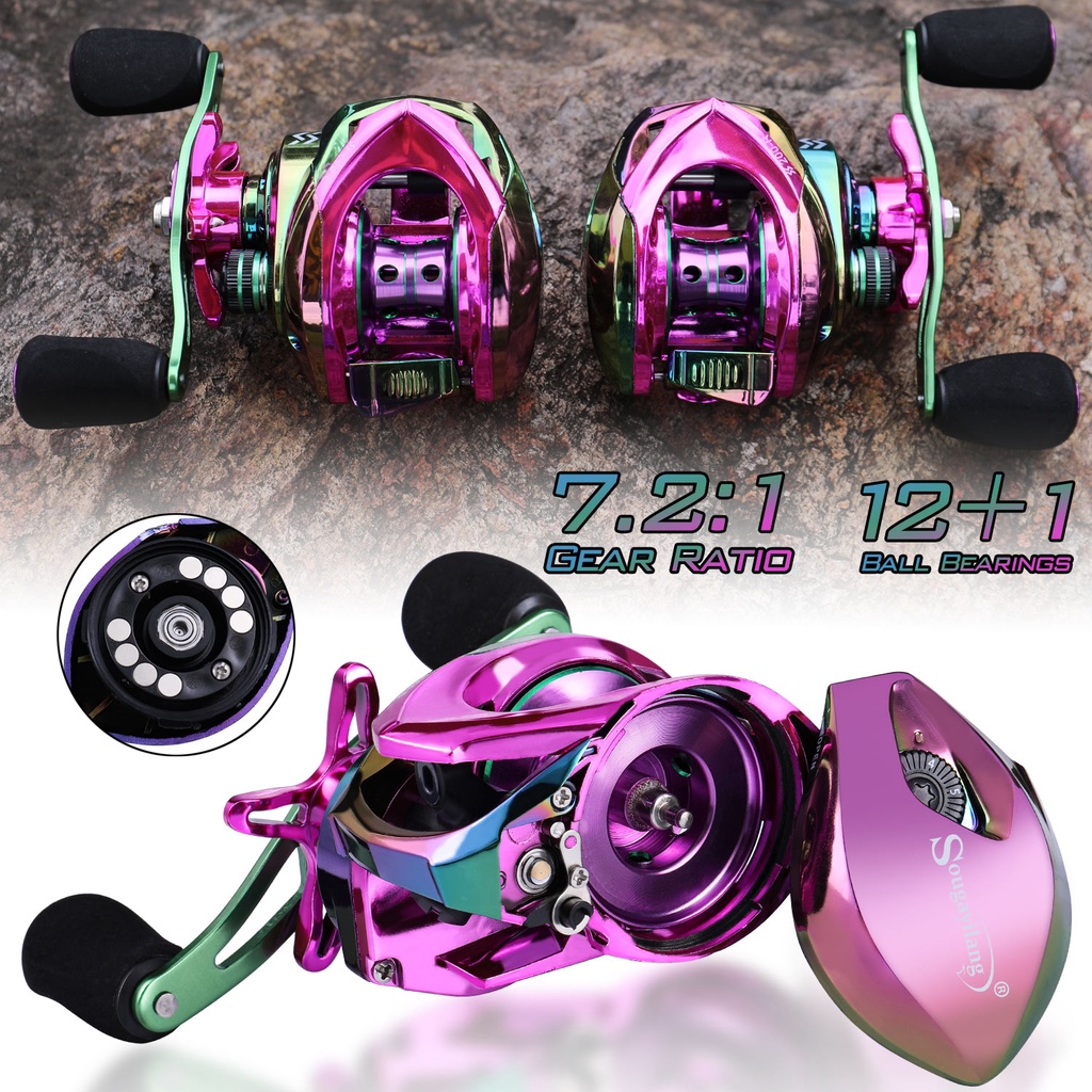 Sougayilang Kecepatan Tinggi 7.2: 1 12 + 1BB Fishing Reel Kiri/Kanan Tangan 10Kg Max Drag Fishing Reel Drag Reel Carp Drag Fishing Reel