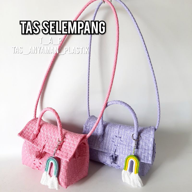 Tas Selempang Bucket Serut Bahan Anyaman Jali Premium Slingbag Fashion Wanita Polos Pastel READY