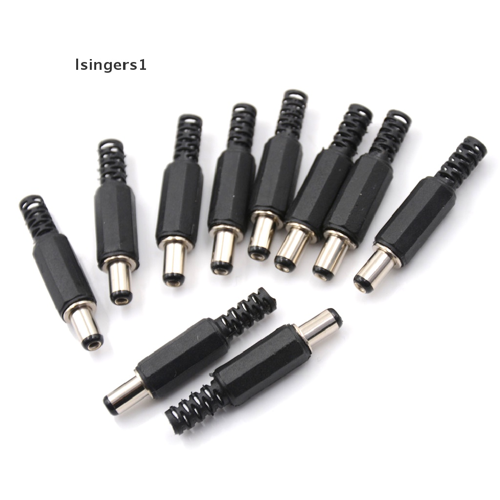 (lsingers1) 10pcs Konektor Jack Power DC 2.1mm x 5.5mm Male Cover Plastik Hitam