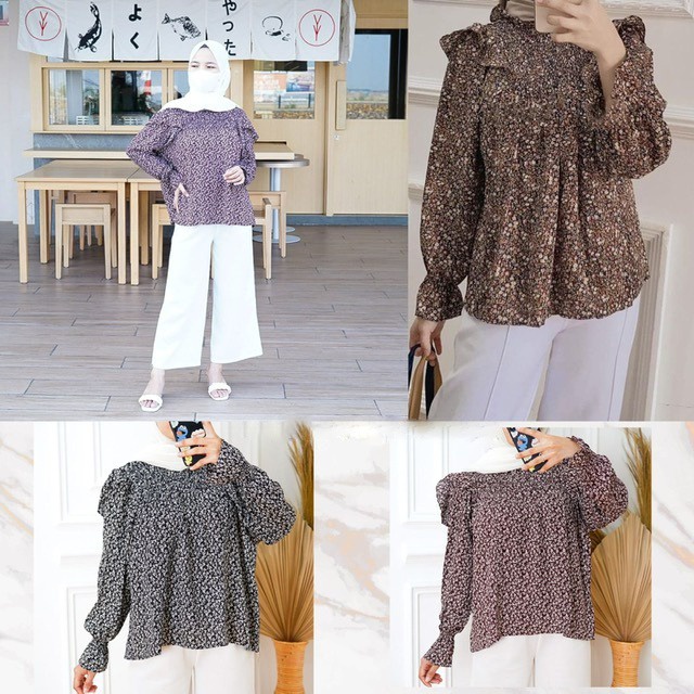 BEFAST - ZEC OOTD Wanita Blus NANDA / Deroca Blouse / Blouse Wanita Casual / Blouse Terbaru 2021 / Blouse Motif Bunga / Blouse Kekinian