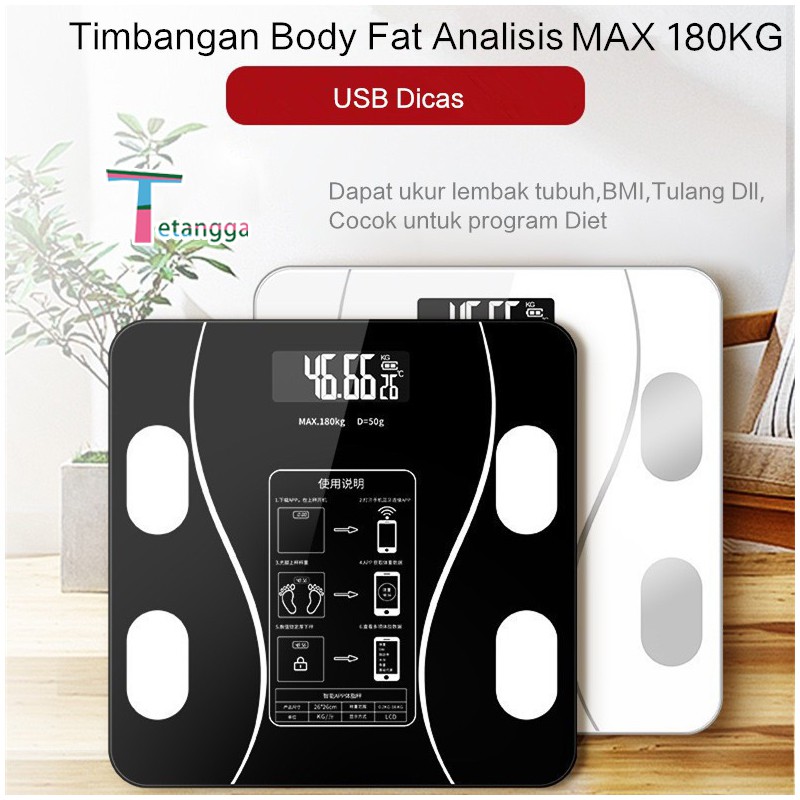 Timbangan Badan Digital Body Fat Health Smart Scale 180KG Recharge Tetangga VS-9006