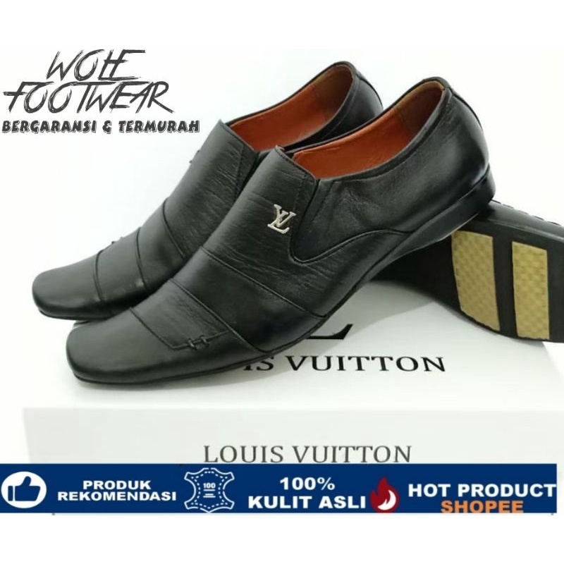 FORMAL OXFORD SEPATU PANTOFEL KULIT ASLI PRIA CASUAL - SEPATU KANTOR KASUAL - PANSUS HITAM LV CAPRI