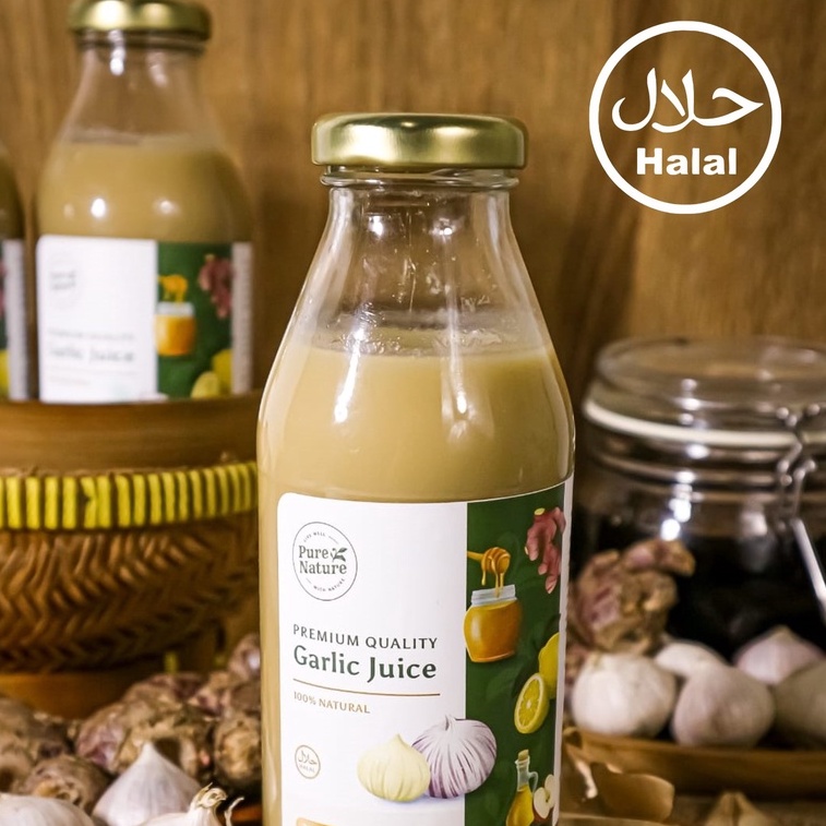 PureNature Jus Bawang Putih Tunggal Premium Dengan Jahe Merah Lemon Madu Cuka Apel HALAL