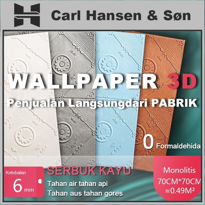 Self-Adhesive 3D Tiga Dimensi Stiker Dinding Kamar Tidur Wallpaper Ruang Tamu Bergaya Eropa Hangat T