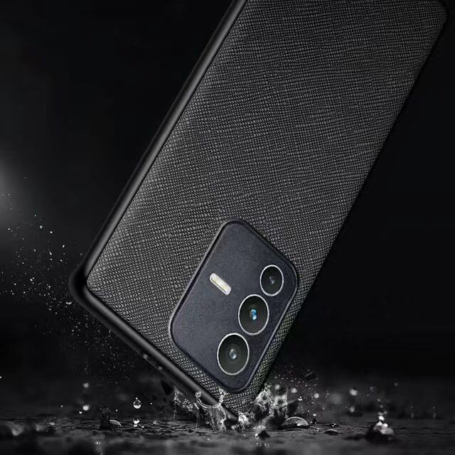 VIVO V23 5G SOFT CASE CANVAS CROSS PATTERN COVER SOFTCASE - BLACK