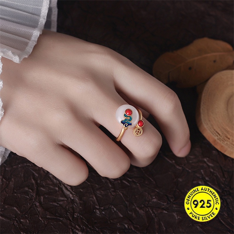 Cincin Giok Bahan S925 Silver Untuk Wanita