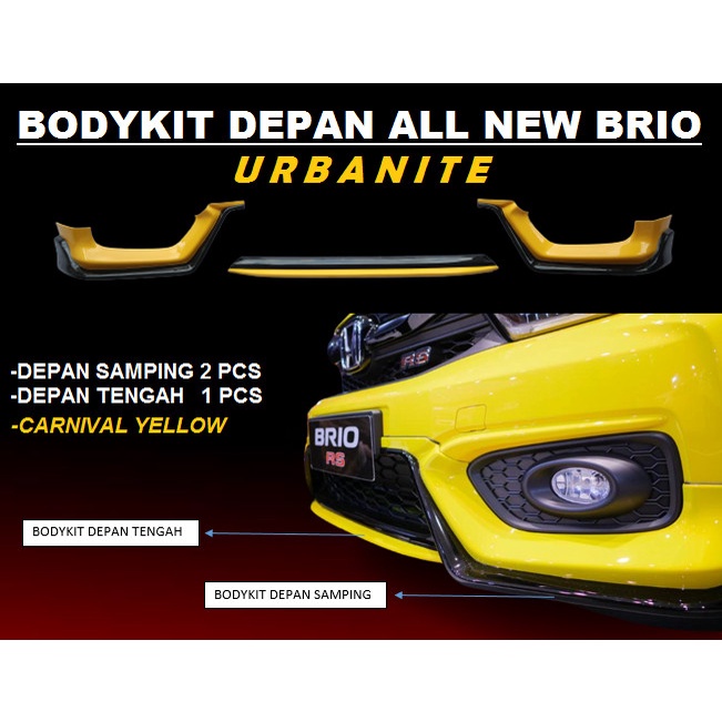 FRONT UNDER SPOILER | BODYKIT BUMPER DEPAN ALL NEW BRIO URBANITE 2018 - NOW