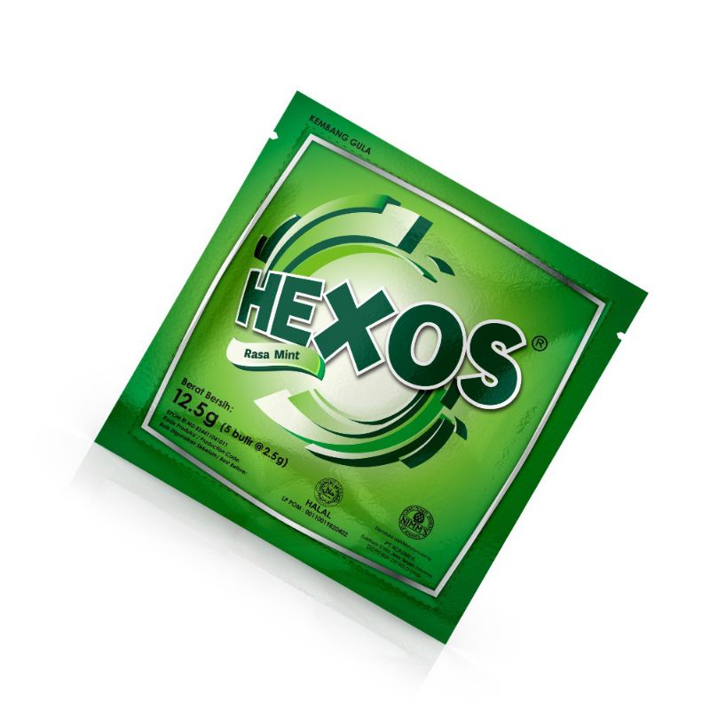 Hexos Mint 3 sachet Permen pelega tenggorokan Permen Mint