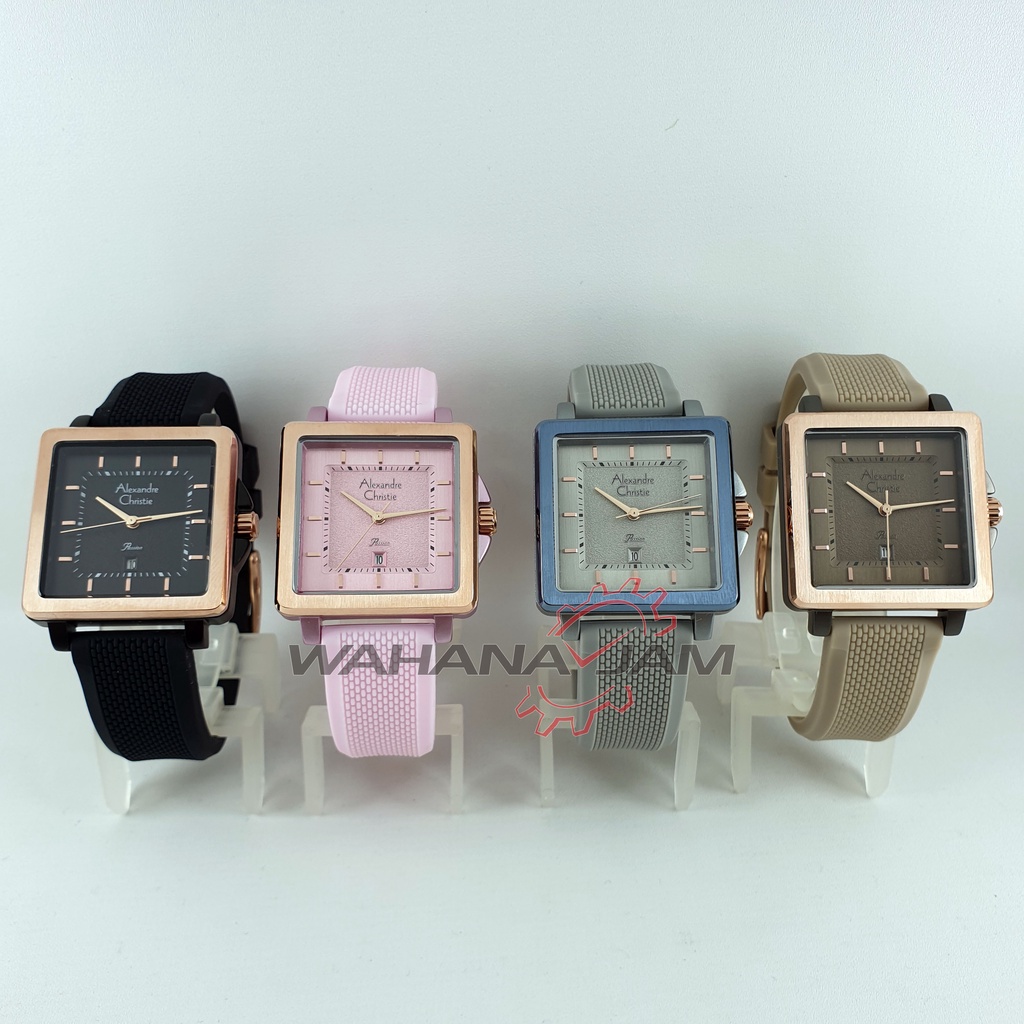 Alexandre Christie AC 2997 LD / Jam Tangan Wanita AC2997 Alexander Cewek Kotak Karet Rubber Original