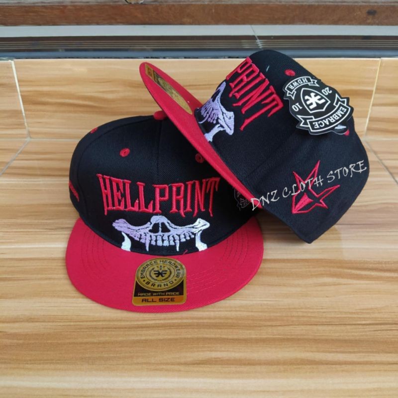 Topi HELLPRINT snapback bordir snapback hiphop