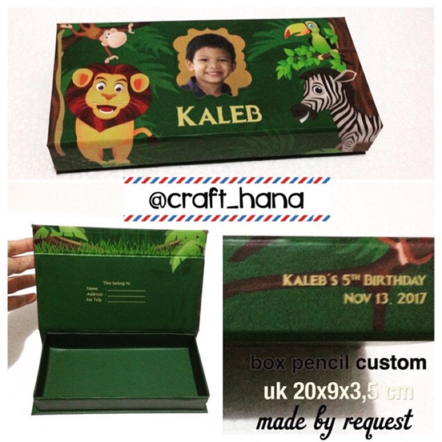 

box pencil custom design cocok untuk hadiah souvenir ultah anak pecil case