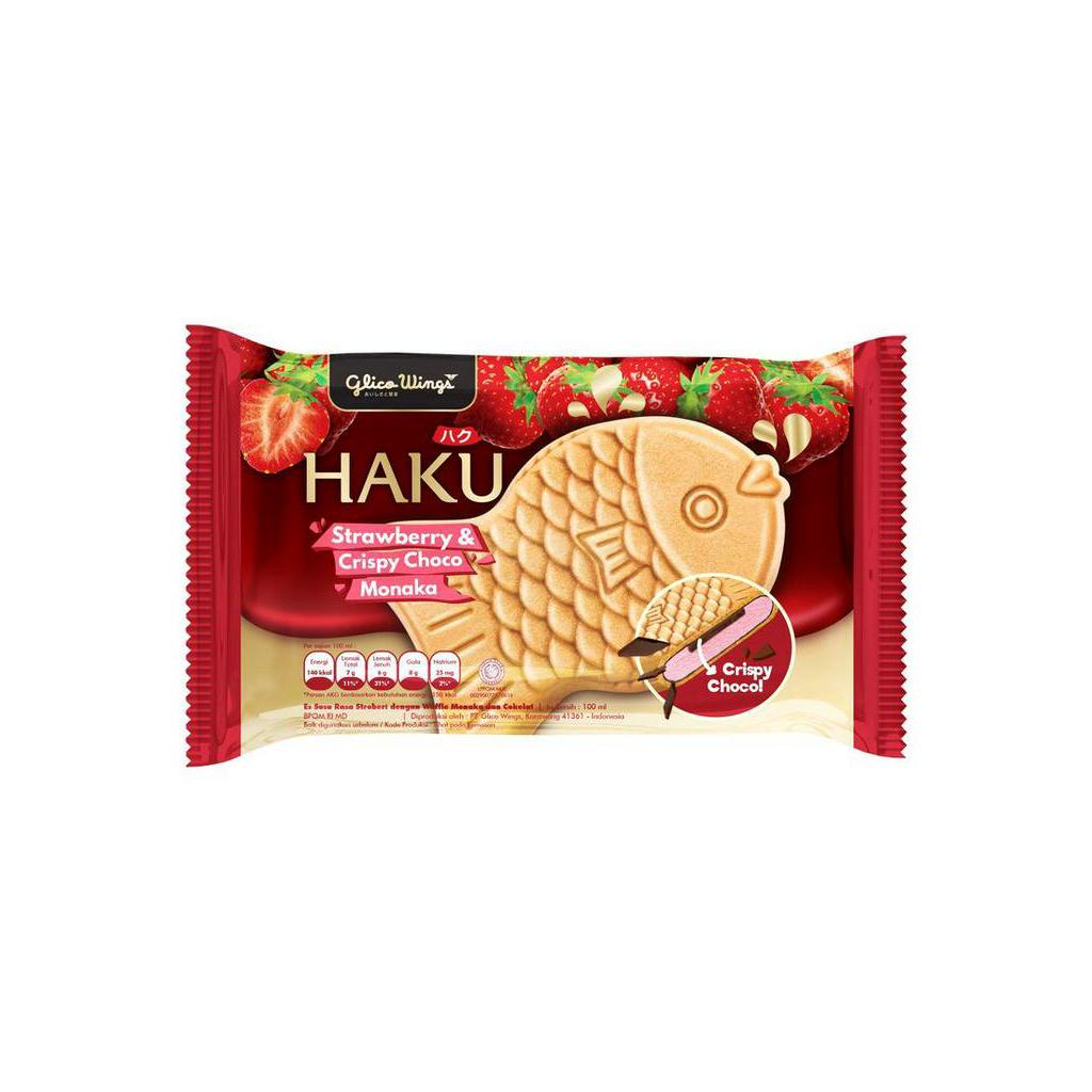 Glico Wings Haku Strowbery Crispy Choco Monaka 100 Ml