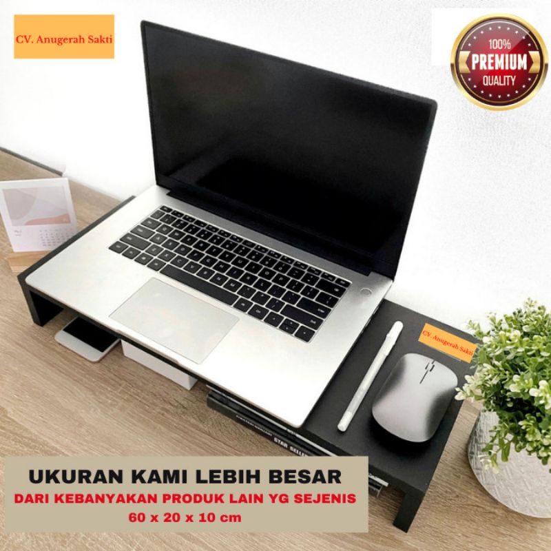 PREMIUM PROMO Stand laptop kayu dudukan alas Tatakan monitor Riser kayu meja Peninggi Tv LCD Speaker