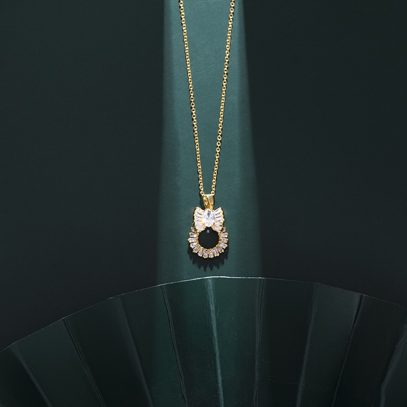 2021 DIY zirkon bunga matahari berkilau liontin disepuh kalung butik hadiah pacar