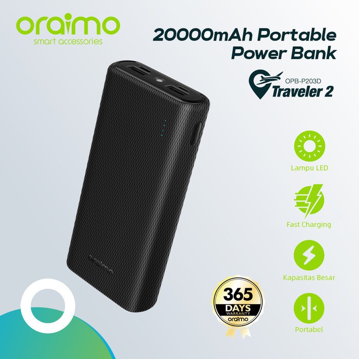 POWERBANK ORAIMO OPB-P203D 20.000MAH 2 USB