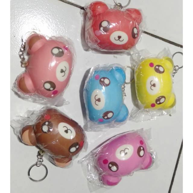 Gantungan squisshy bentuk kepala panda 8cm mainan squisshy animal