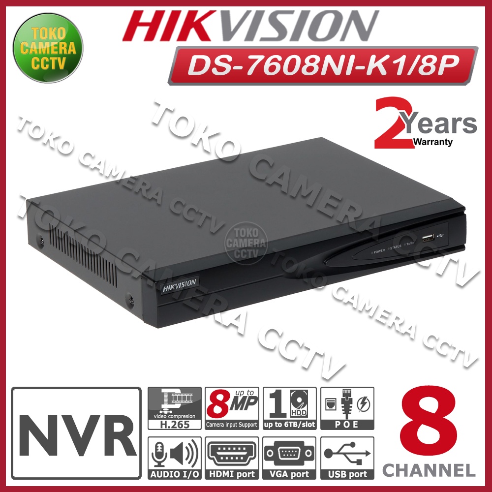 NVR HIKVISION 8 CHANNEL DS-7608NI-K1-8P POE ONVIF