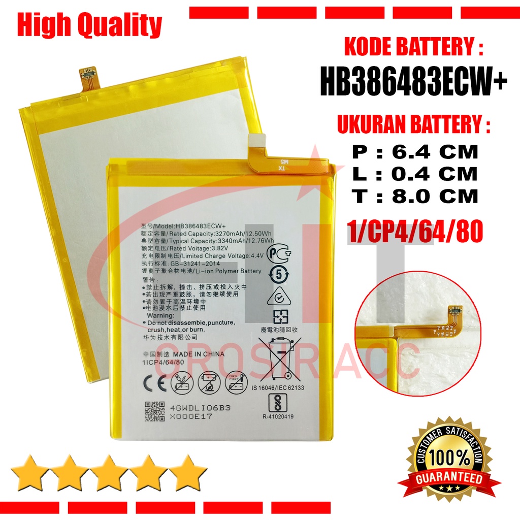 Baterai Baterry HB386483ECW+ Hauwei Honor 6X / G9 Plus