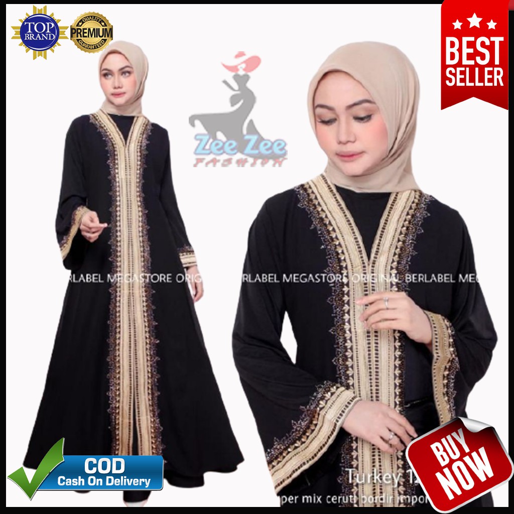 Gamis Abaya Turki Hitam Terbaru Turkey 1251 Mewah Ori Megastore Jersey Kombinasi Ceruty New 2021