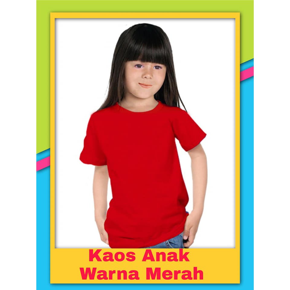 Kaos polos pendek anak warna Merah - Oblong polos anak warna Merah - KAOS POLOS ANAK - KAOS POLOS