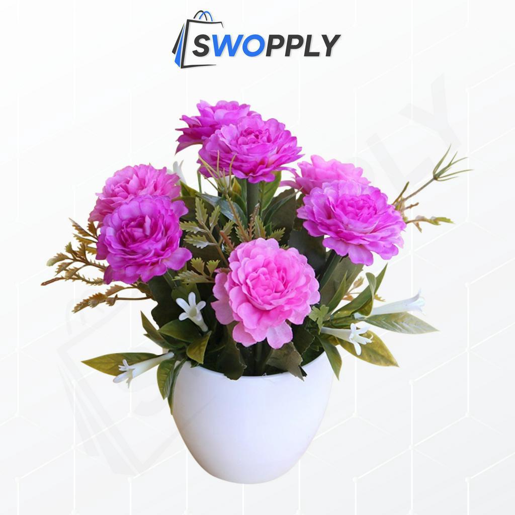 Swopply PT12 Pot Tanaman Hias Bunga Hias Plastik Ornamen Pot Bongsai Artificial Flower Decoration