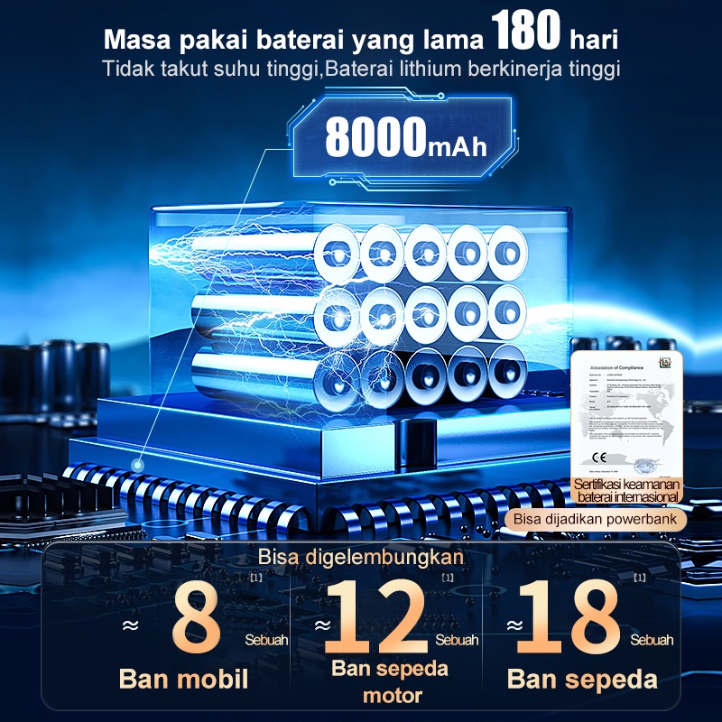 AmazeFan Memperbaiki Hidup-8000mAh Pompa kompresor mini pompa ban electric motor dan sepeda kasur angin pompa pompa motor pompa balon pompa ban mobil portable pompa kolam renang anak