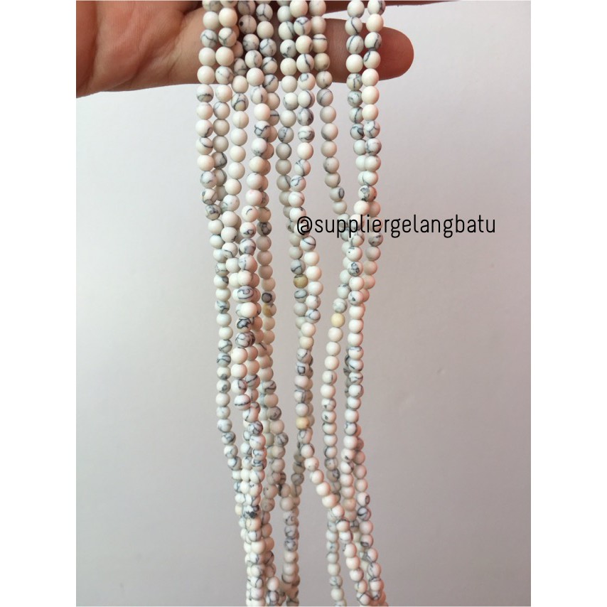 bahan white pirus 4mm natural phyrus aksesoris gelang kalung howlite supplier aksesoris bahan craft