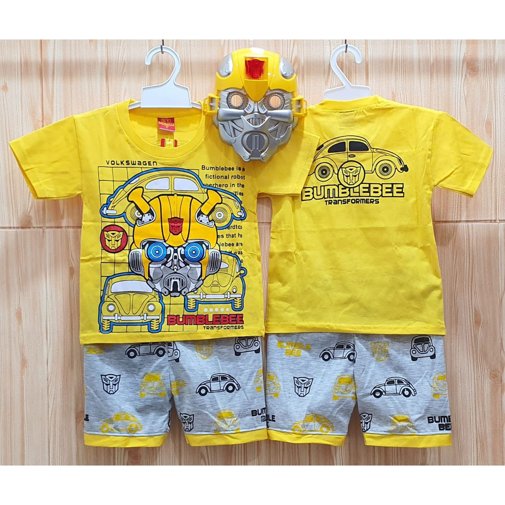 BAJU ANAK LAKI LAKI SETELAN bumblebee lengan pendek