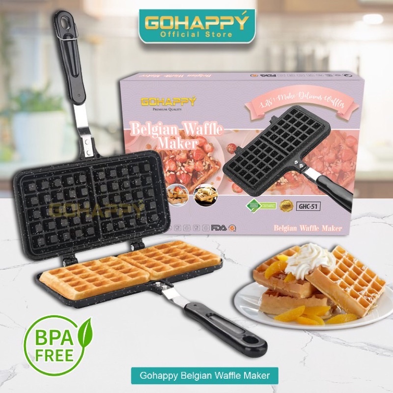 Gohappy - Belgian Waffle Maker Gohappy - cetakan kue wafel double - Alat Cetak Croffle