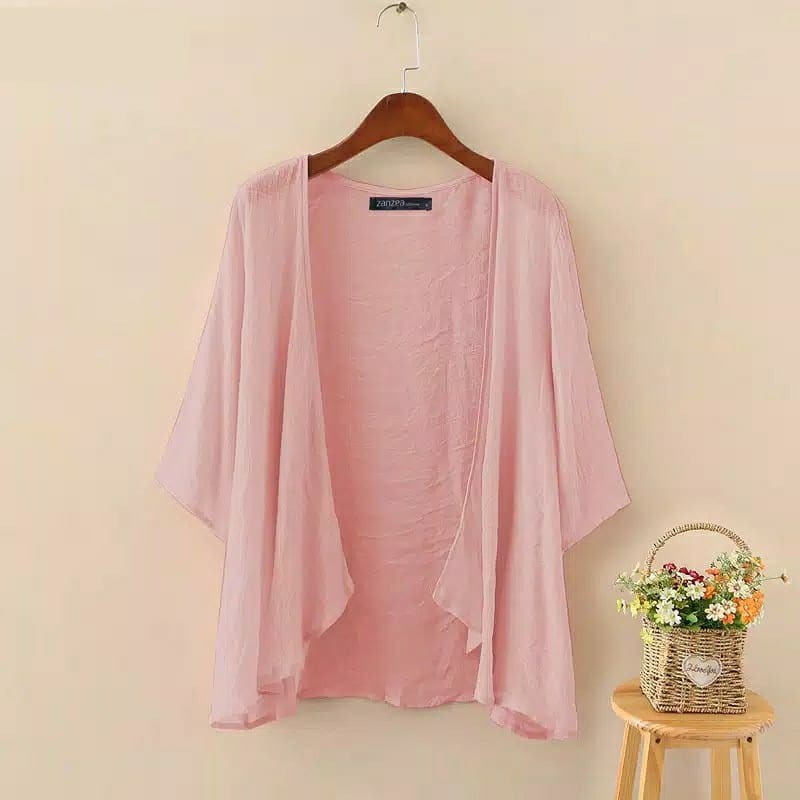KARDIGAN PANJANG WANITA FASHION MUSLIM - TALITA CARDI POLOS KATUN LINEN - OUTER WANITA MURAH <-2