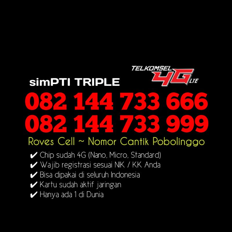 NOMOR CANTIK TELKOMSEL 4G LTE SIMPATI TRIPLE EKOR 111 222 333 666 999 HOKY RAPI